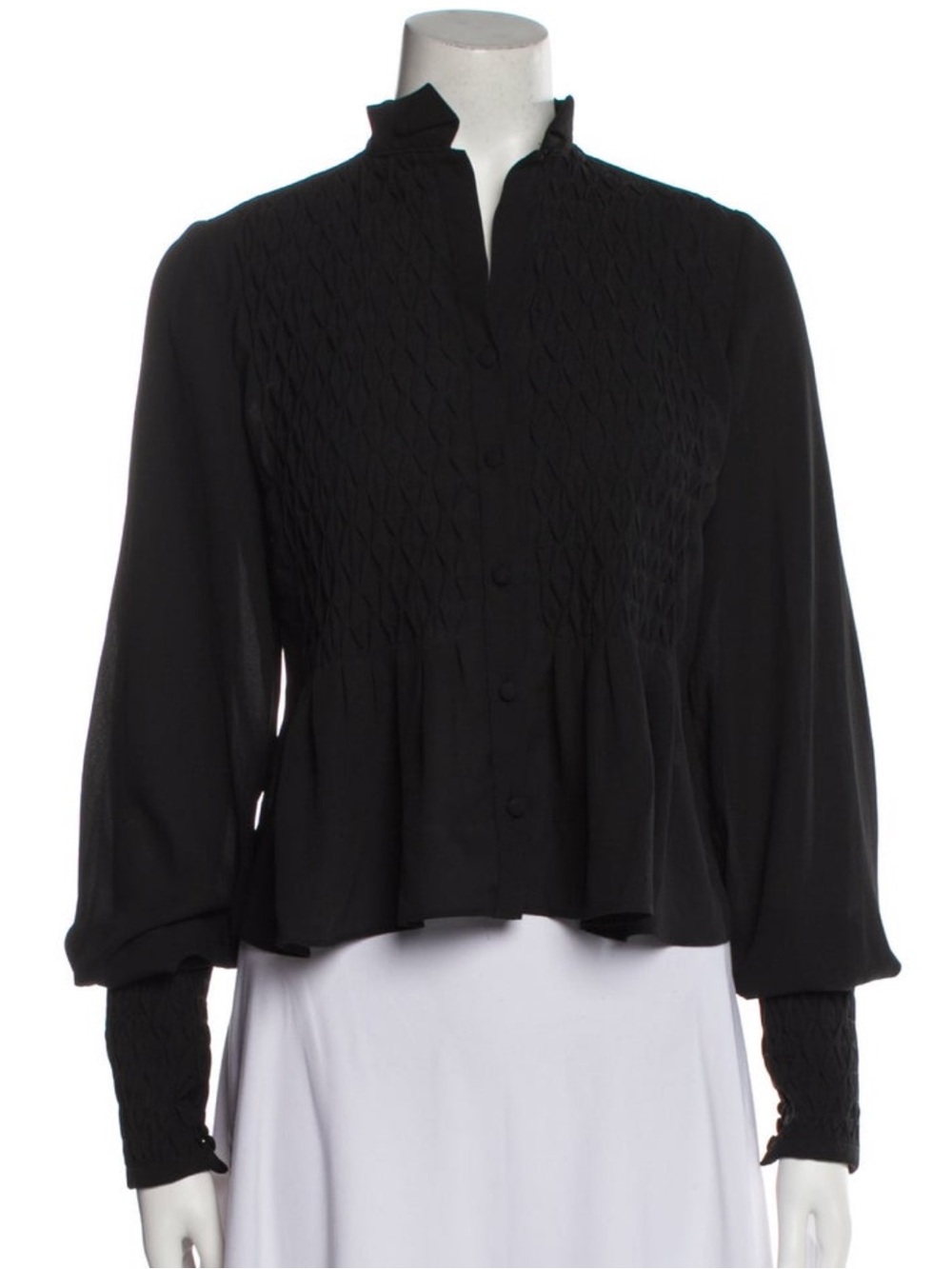 Alexis Black Button Front Peplum Blouse